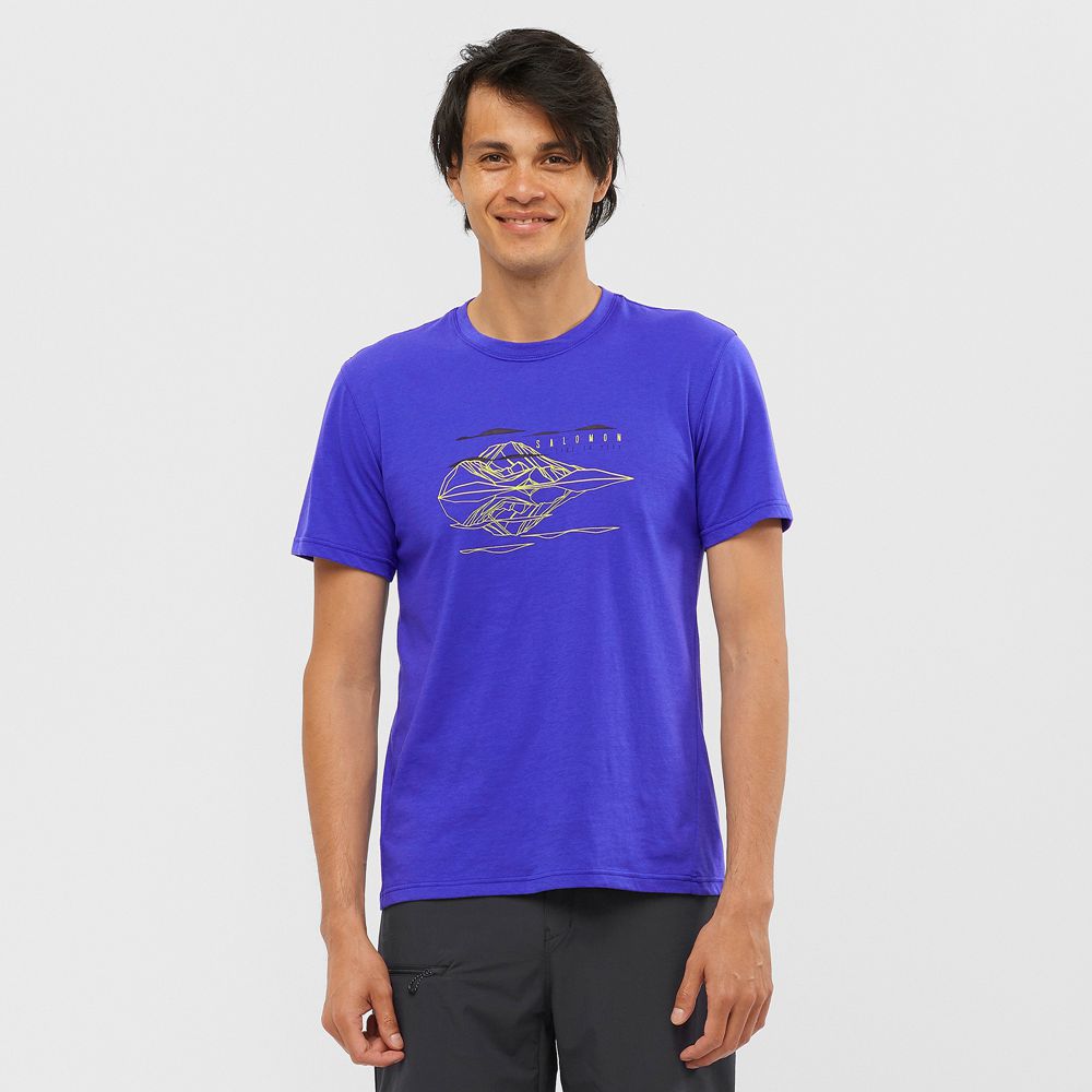 SALOMON UK OUTRACK BLEND - Mens T-shirts Blue,CZIV36498